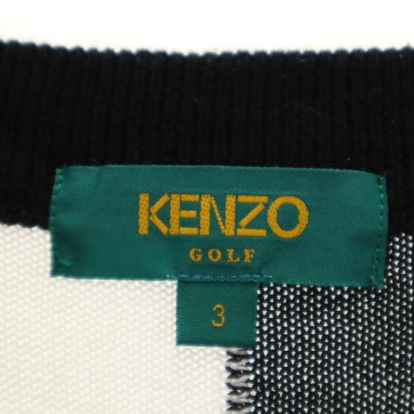 ケンゾーゴルフ 90s 日本製 オールド Vネック ニットベスト 3 ホワイト KENZO GOLF メンズ
