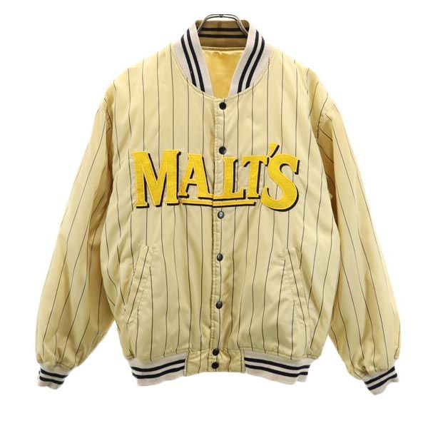 モルツビール 長袖 リバーシブル スタジャン L ゴールド MALTS BEER メンズ