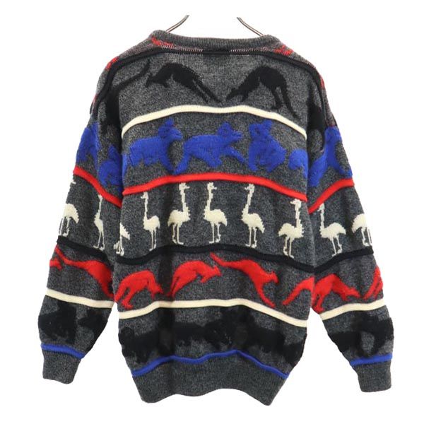 HYSPORT 90s ウール オールド 総柄 長袖 セーター 16 グレー系 ニット メンズ