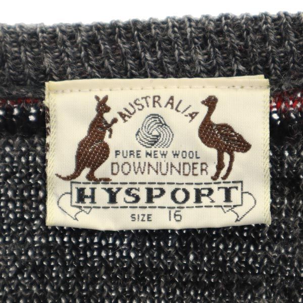 HYSPORT 90s ウール オールド 総柄 長袖 セーター 16 グレー系 ニット メンズ