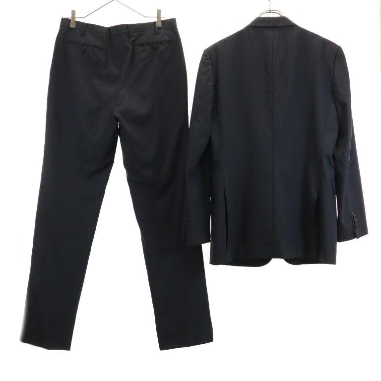 バーバリーブラックレーベル 三陽商会 ストライプ スーツ 上下 セットアップ 42R ブラック系 BURBERRY BLACK LABEL メンズ