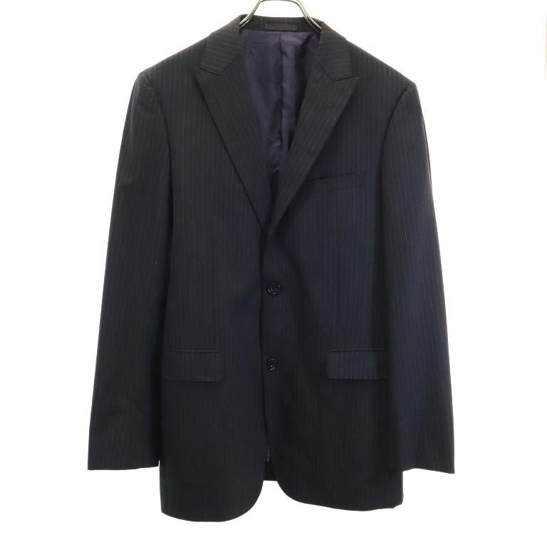 バーバリーブラックレーベル 三陽商会 ストライプ スーツ 上下 セットアップ 42R ブラック系 BURBERRY BLACK LABEL メンズ