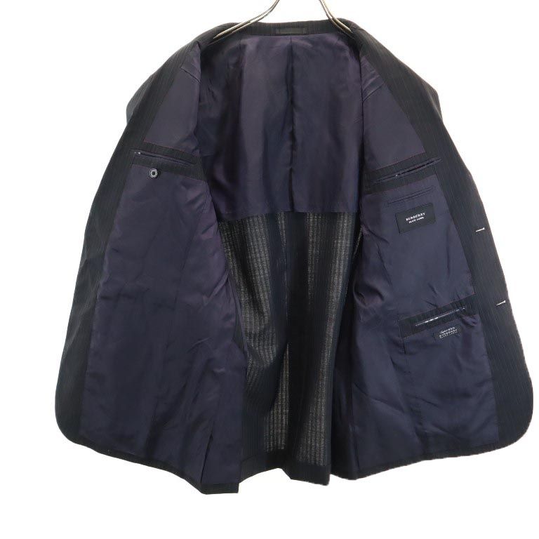 バーバリーブラックレーベル 三陽商会 ストライプ スーツ 上下 セットアップ 42R ブラック系 BURBERRY BLACK LABEL メンズ