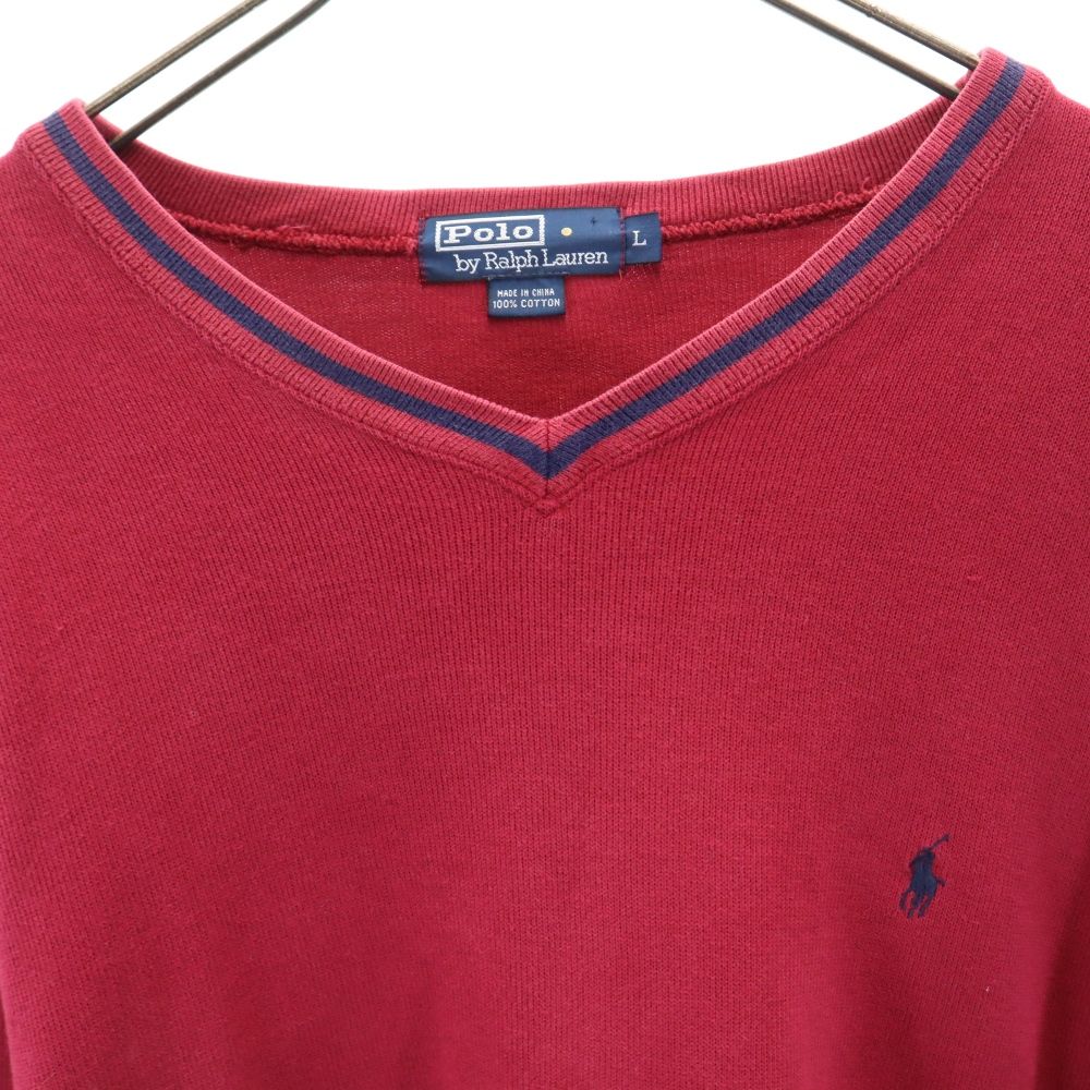 Polo by Ralph Lauren ポロバイラルフローレン 長袖 Vネック トレーナー L ボルドー スウェット メンズ