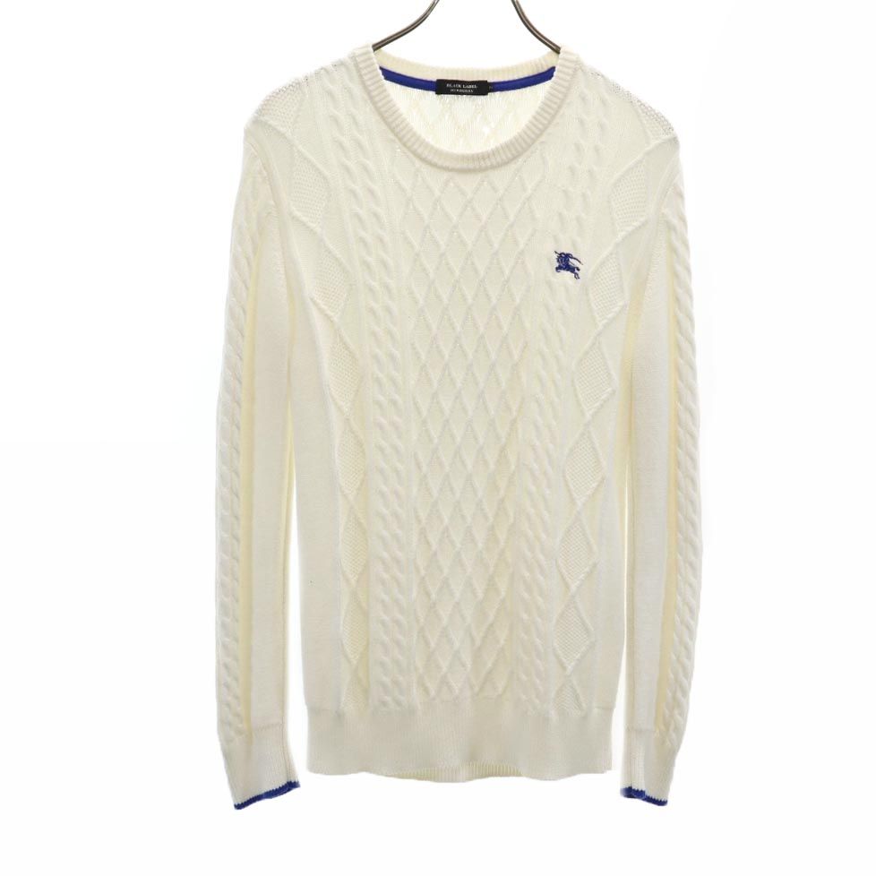 BURBERRY BLACK LABEL バーバリーブラックレーベル 三陽商会 長袖 コットン セーター 2 ホワイト系 ニット メンズ