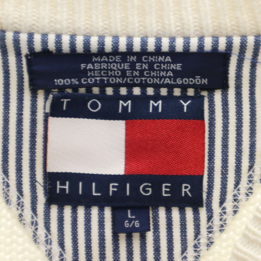 TOMMY HILFIGER トミーヒルフィガー 90s オールド フラッグタグ 長袖 コットン セーター L ホワイト系 ニット メンズ