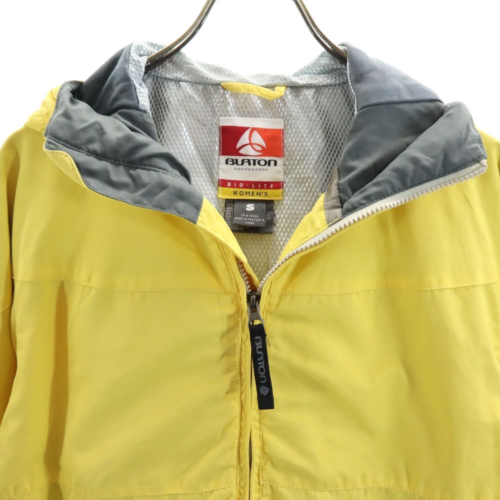 BURTON バートン スノーボード ウェア S イエロー ナイロン ジャケット フード 裏メッシュ レディース