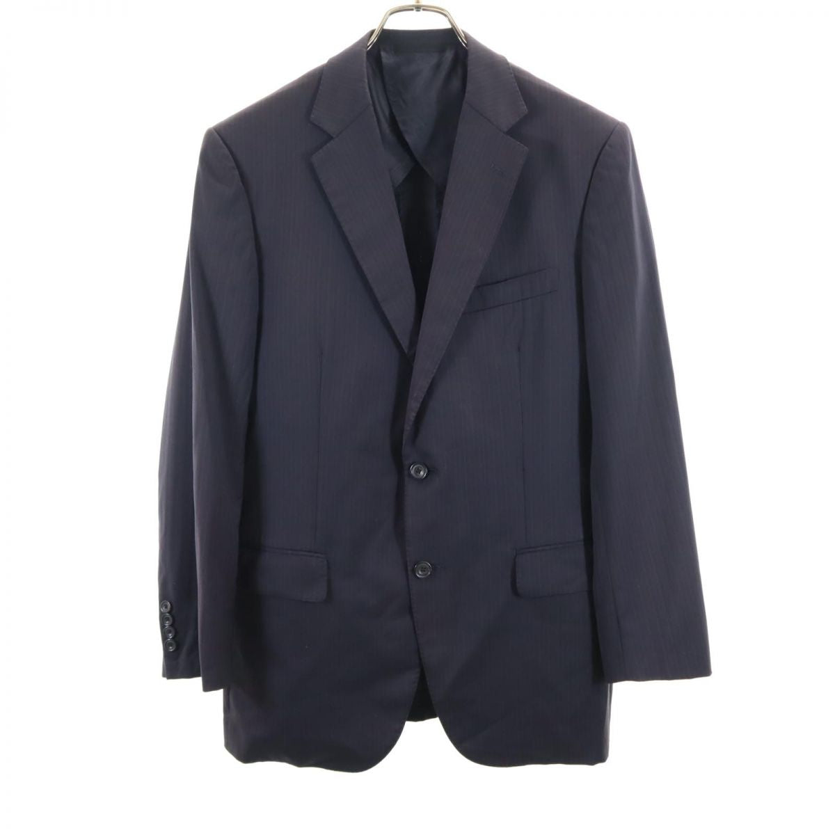 BURBERRY バーバリー 三陽商会 日本製 ストライプ柄 ウール テーラードジャケット 96-86-170 ネイビー系 メンズ