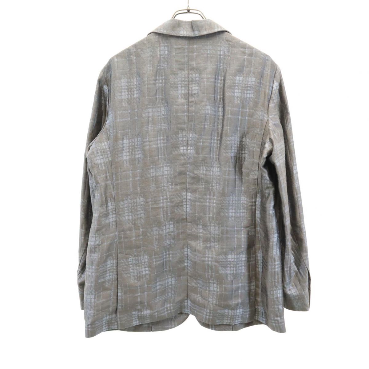 GIORGIO ARMANI ジョルジオアルマーニ 未使用 イタリア製 チェック リネンブレンド テーラードジャケット 44 グレー系 タグ付き レディース