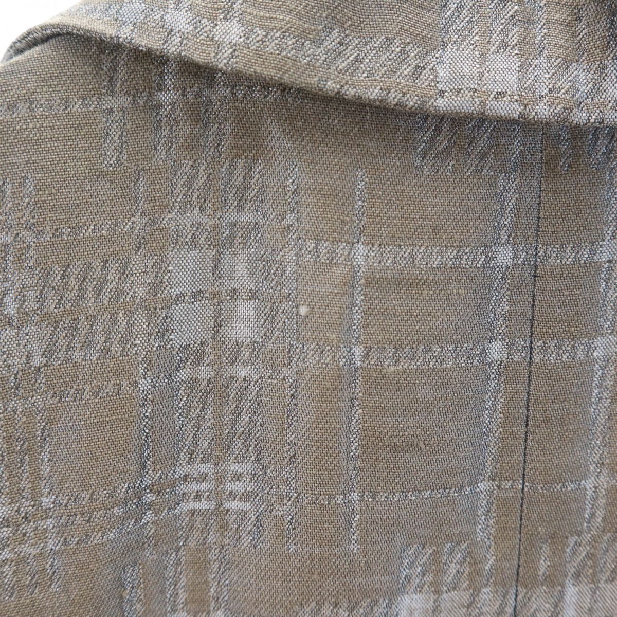 GIORGIO ARMANI ジョルジオアルマーニ 未使用 イタリア製 チェック リネンブレンド テーラードジャケット 44 グレー系 タグ付き レディース