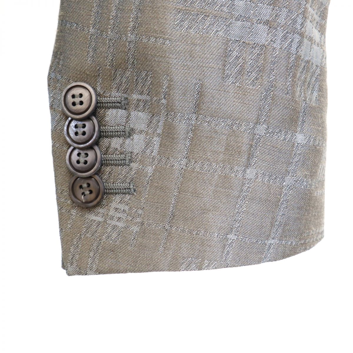GIORGIO ARMANI ジョルジオアルマーニ 未使用 イタリア製 チェック リネンブレンド テーラードジャケット 44 グレー系 タグ付き レディース