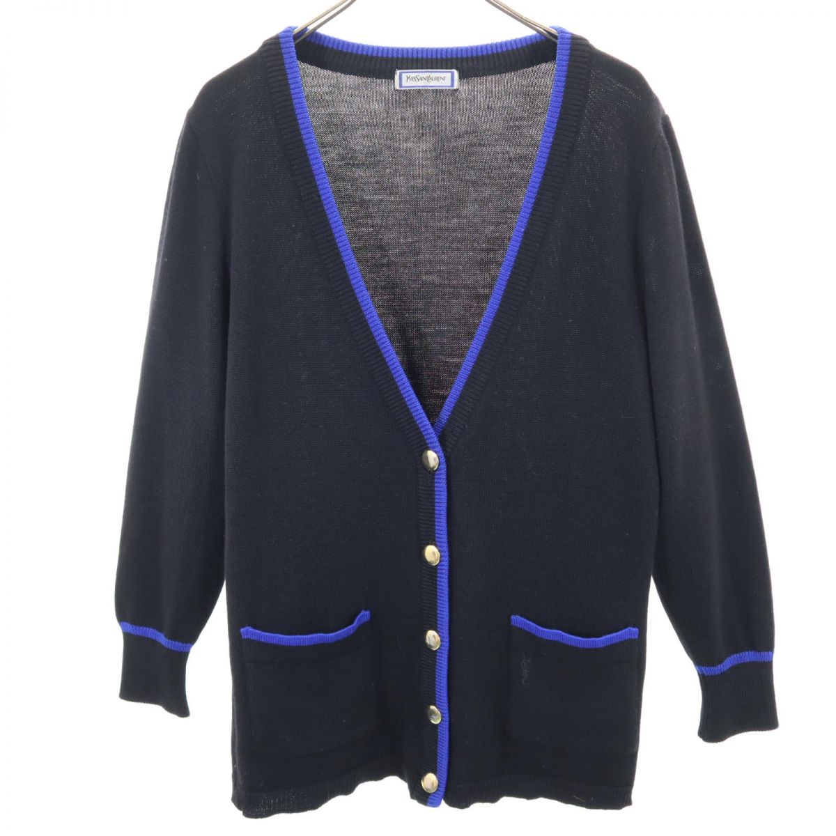 YVES SAINT LAURENT イヴサンローラン 90s オールド 長袖 ニット カーディガン 黒系 レディース