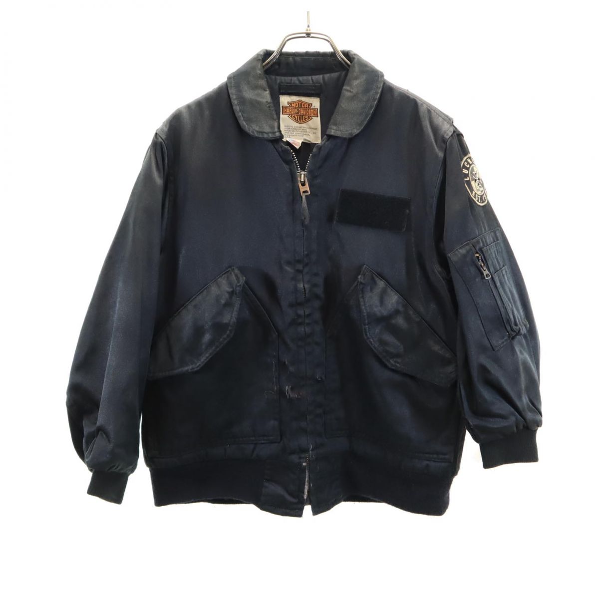 HARLEY DAVIDSON ハーレーダビッドソン 80s USA製 長袖 ナイロンジャケット S ブラック系 メンズ