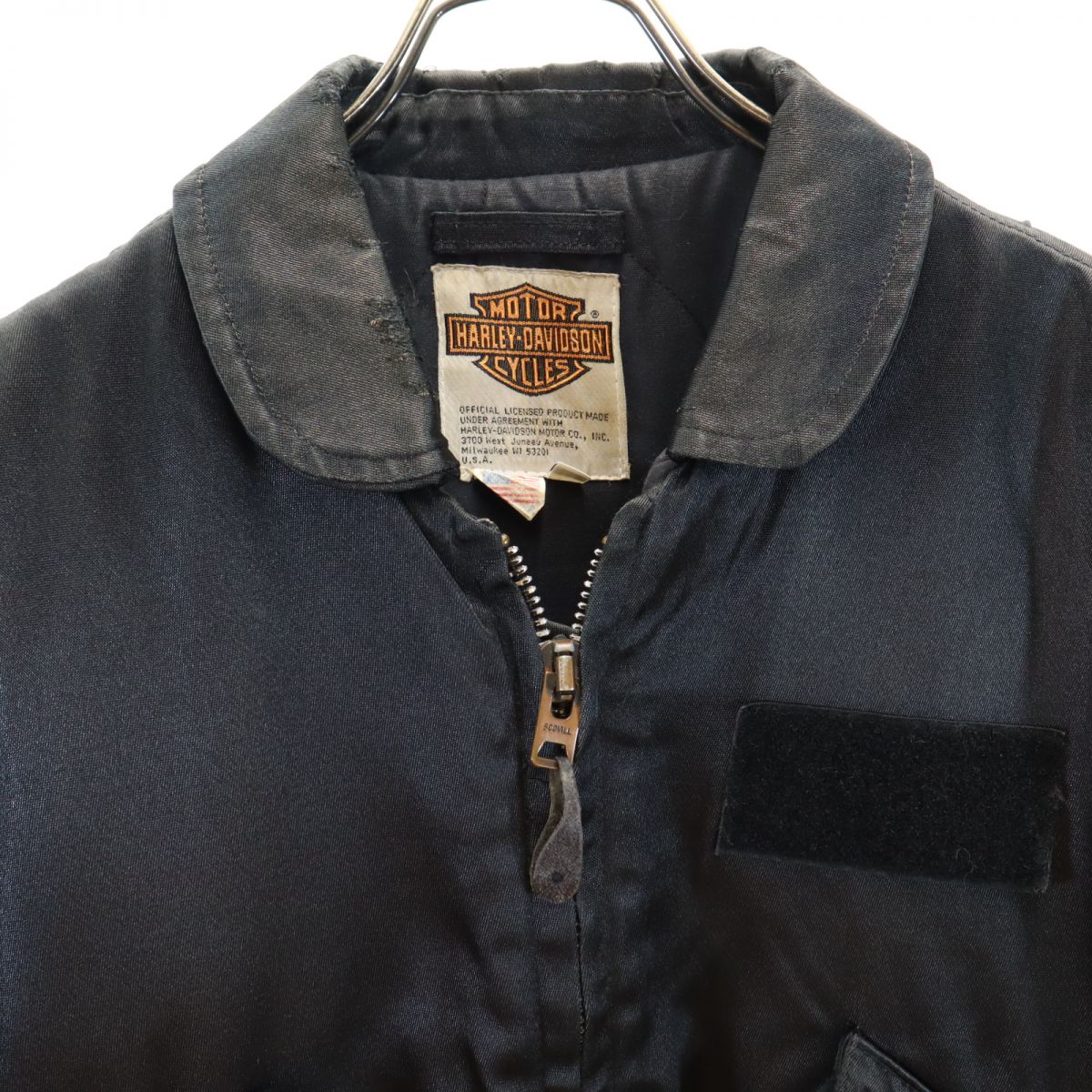 HARLEY DAVIDSON ハーレーダビッドソン 80s USA製 長袖 ナイロンジャケット S ブラック系 メンズ