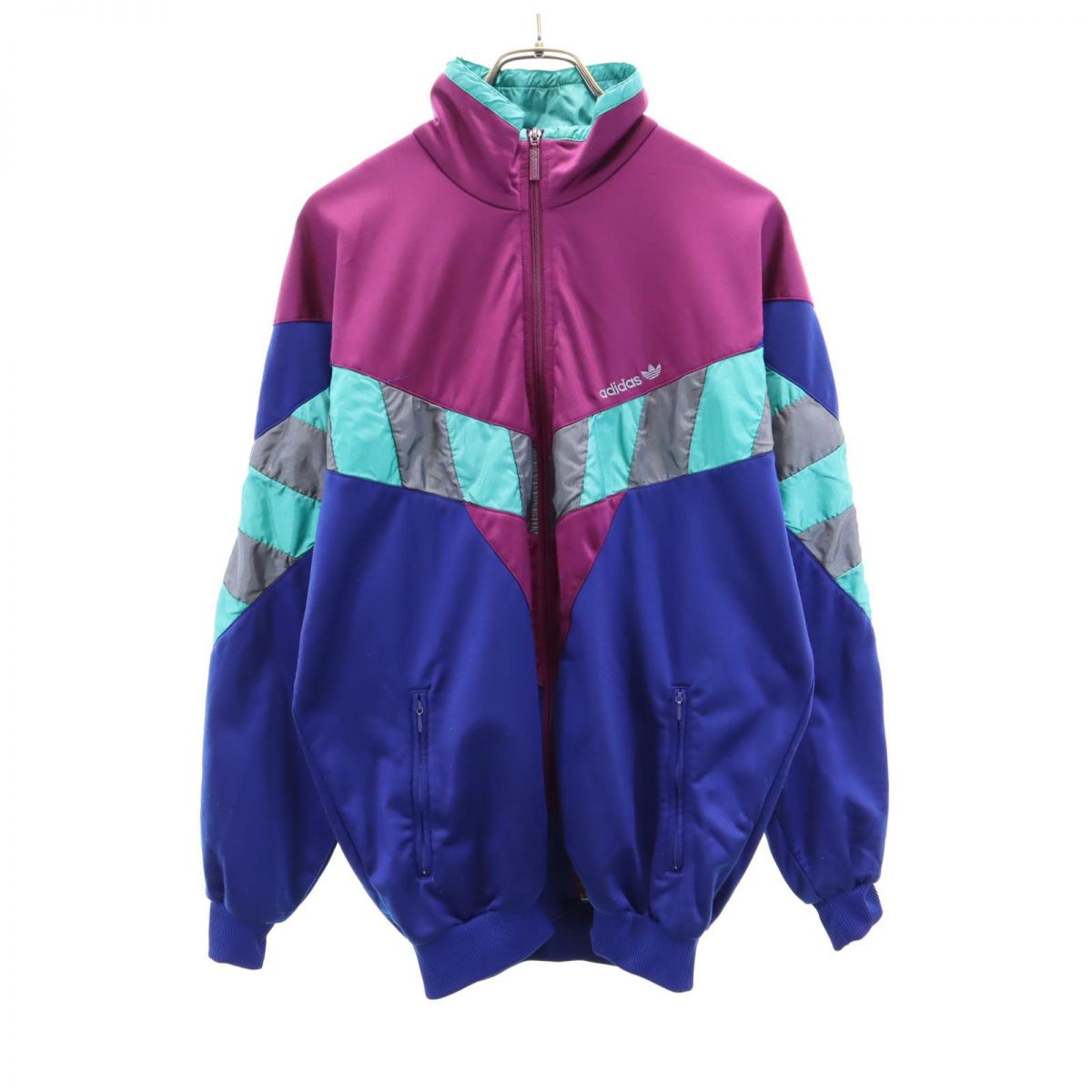 アディダス 80s ヴィンテージ トレフォイルロゴ トレーニング 長袖 トラックジャケット M ブルー系 adidas メンズ