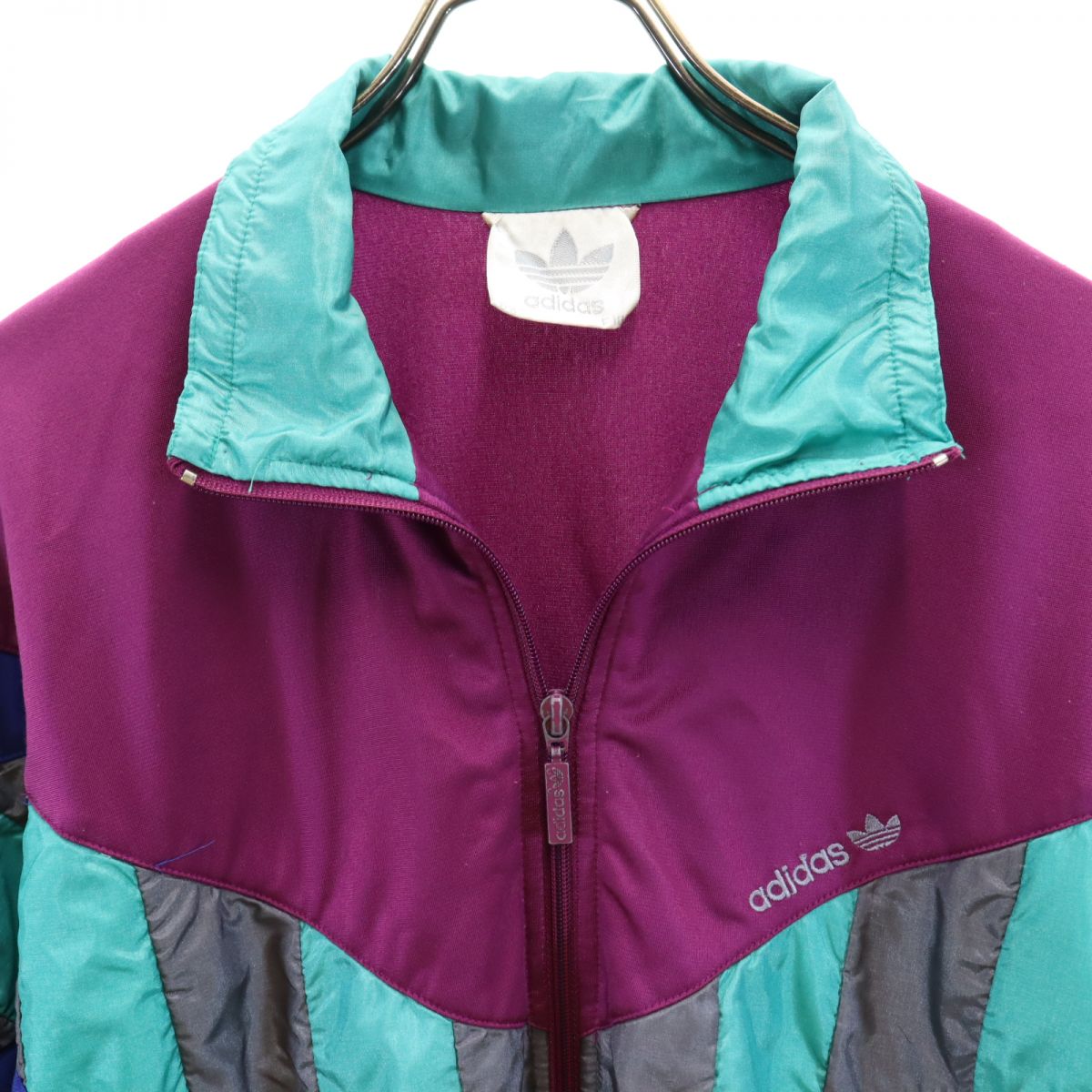 アディダス 80s ヴィンテージ トレフォイルロゴ トレーニング 長袖 トラックジャケット M ブルー系 adidas メンズ