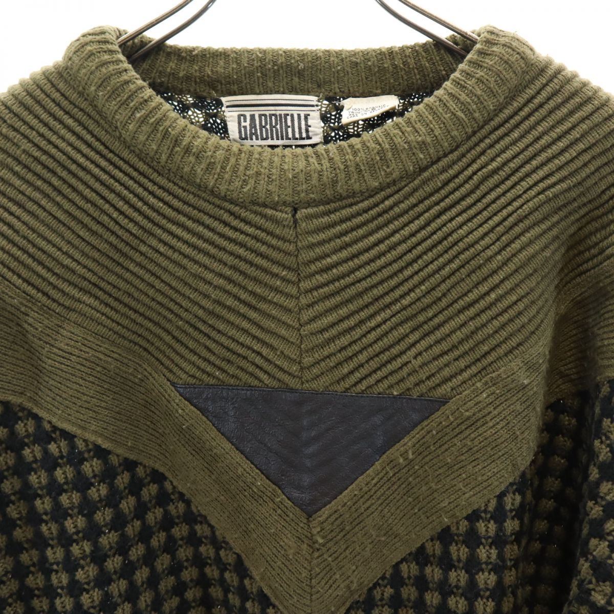 GABRIELLE ガブリエル 80s オールド 総柄 長袖 セーター S カーキ系 ニット メンズ
