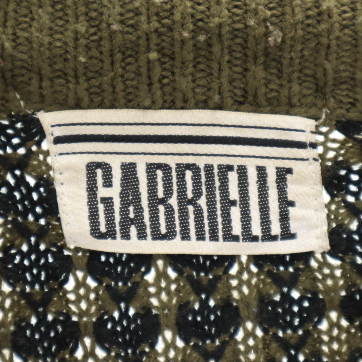 GABRIELLE ガブリエル 80s オールド 総柄 長袖 セーター S カーキ系 ニット メンズ