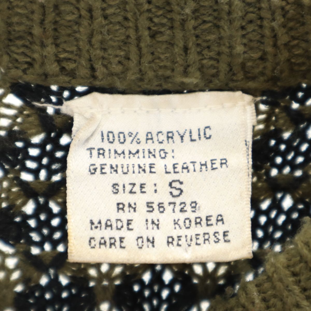 GABRIELLE ガブリエル 80s オールド 総柄 長袖 セーター S カーキ系 ニット メンズ