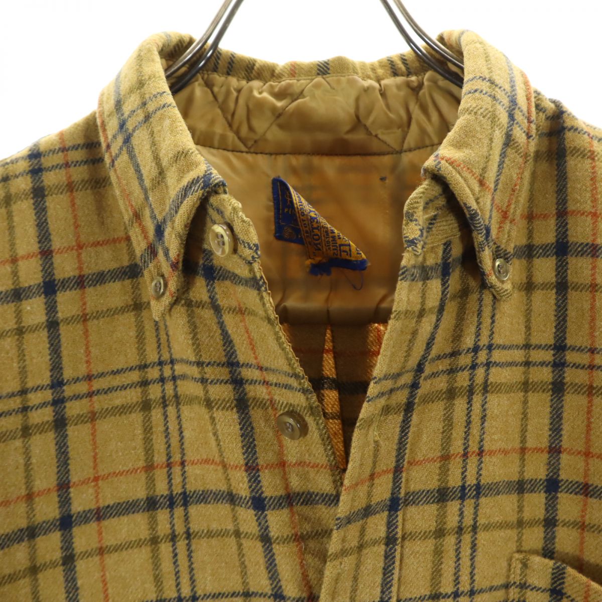 PENDLETON ペンドルトン 70s ヴィンテージ チェック柄 長袖 ウール ボタンダウンシャツ L ブラウン系 メンズ