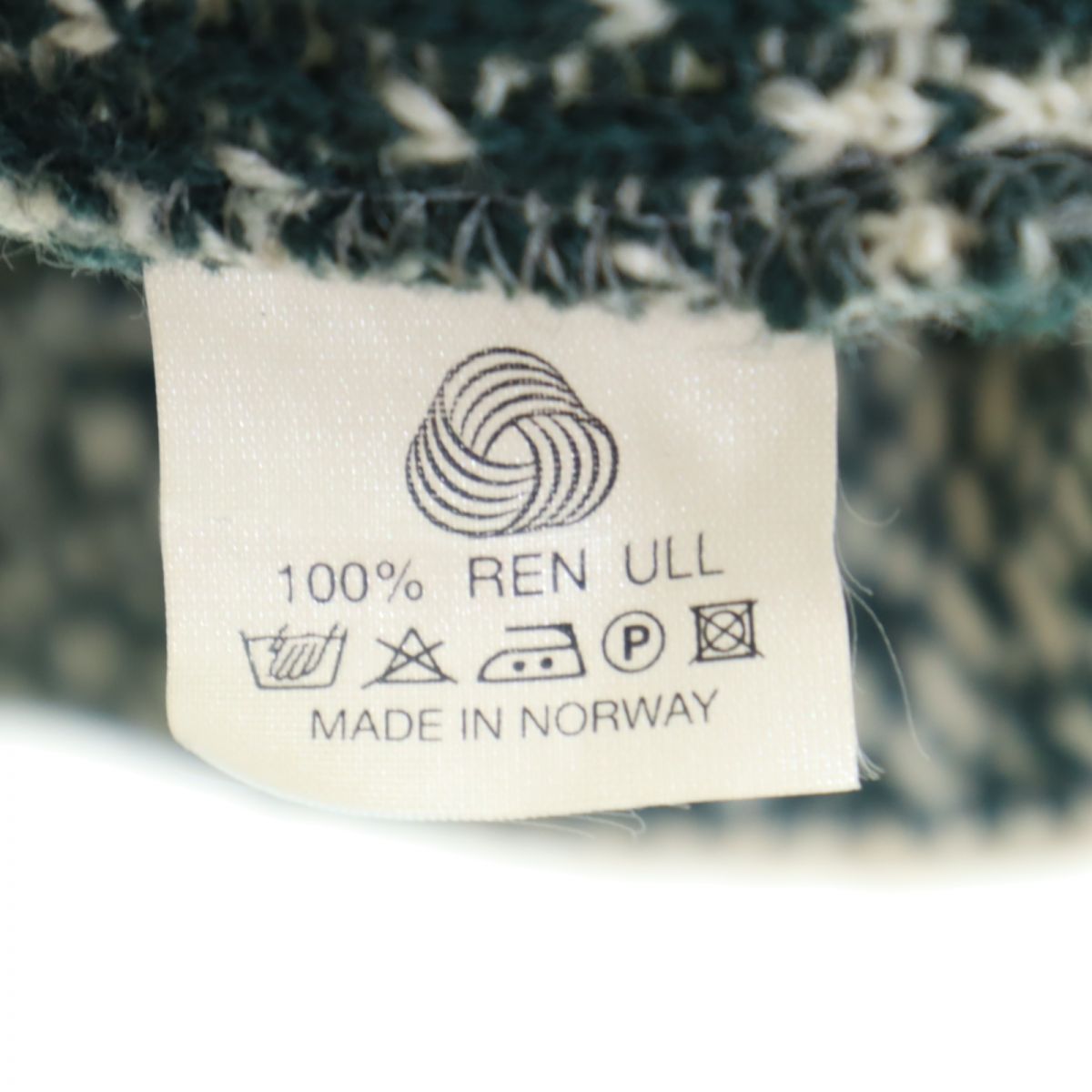 90s オールド チェック 長袖 ウール セーター S ホワイト×グリーン メンズ