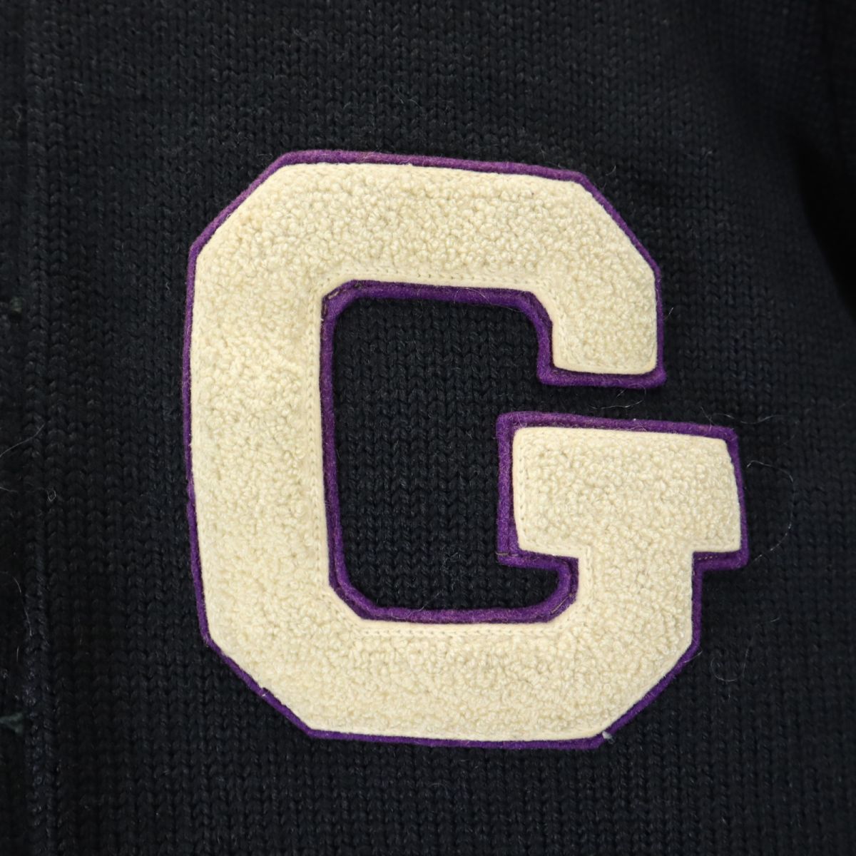 OCTONEK オクトネック 70s ヴィンテージ レタードカーディガン 長袖 ニット カーディガン ブラック メンズ