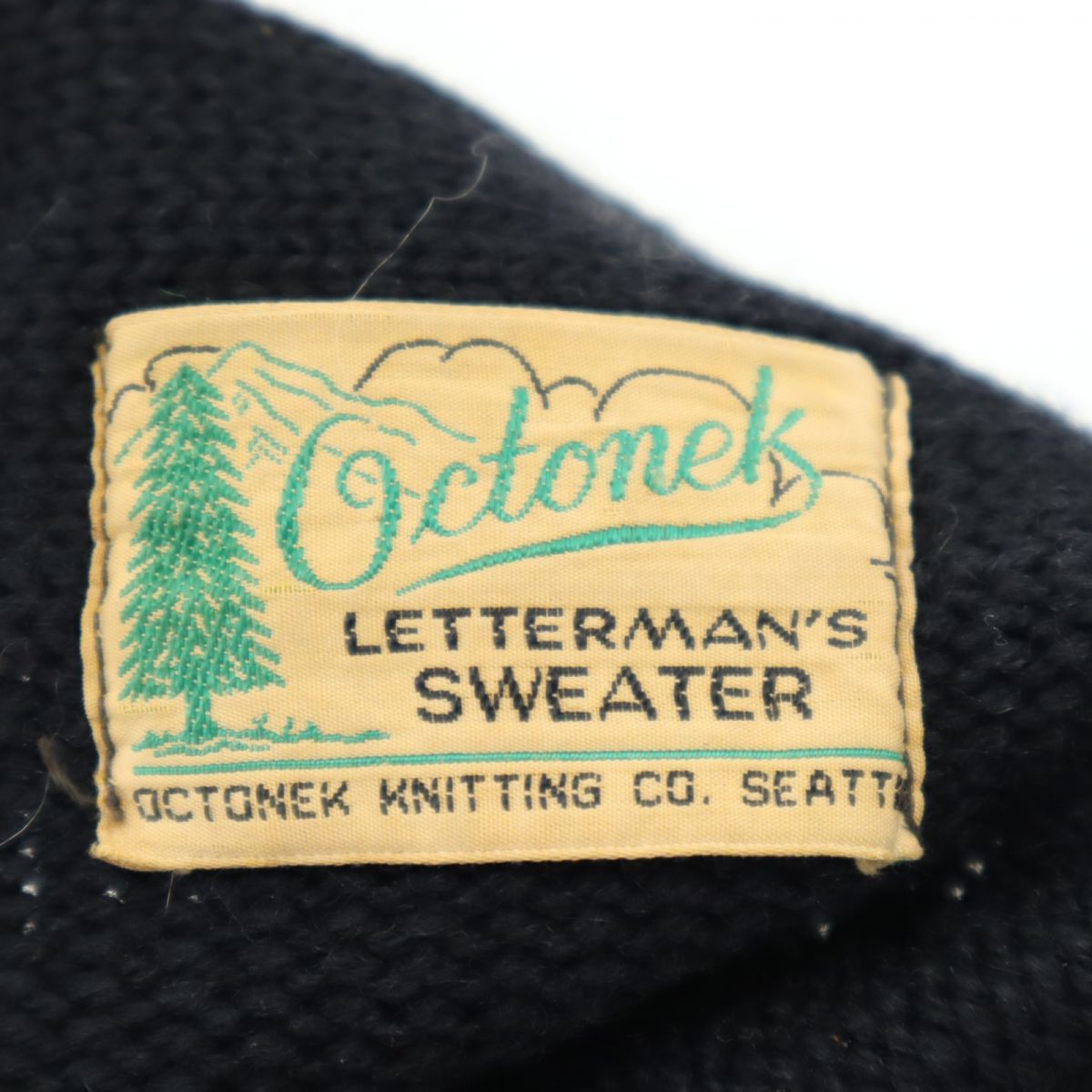 OCTONEK オクトネック 70s ヴィンテージ レタードカーディガン 長袖 ニット カーディガン ブラック メンズ