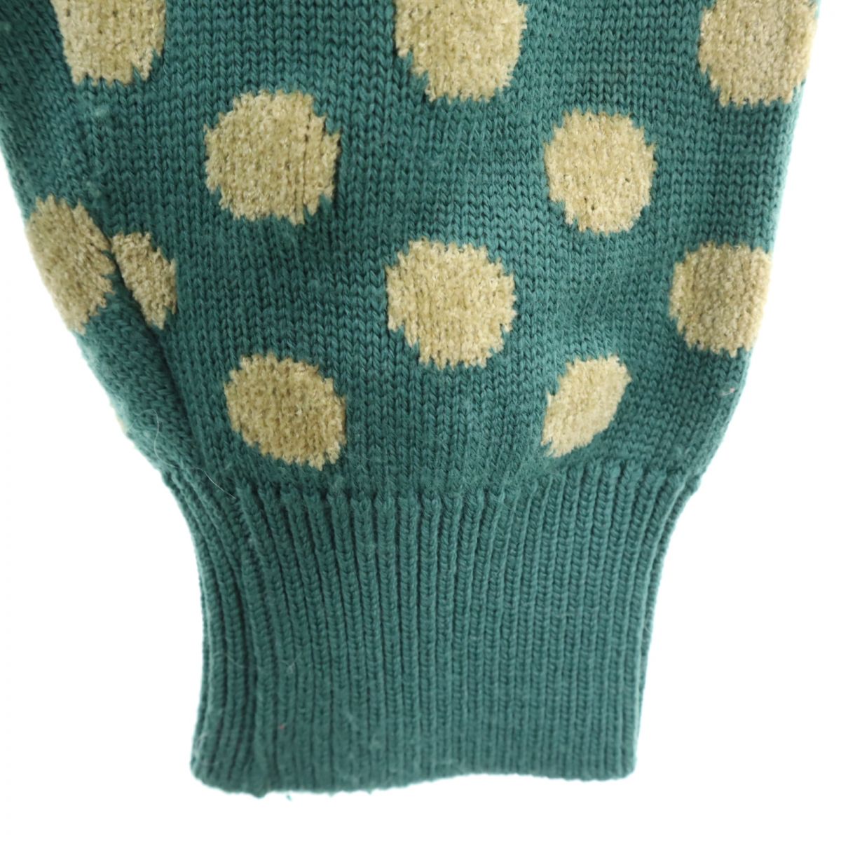 LANVIN ランバン ビッグサイズ ドット 長袖 ウールブレンド セーター 50 グリーン系 ニット メンズ