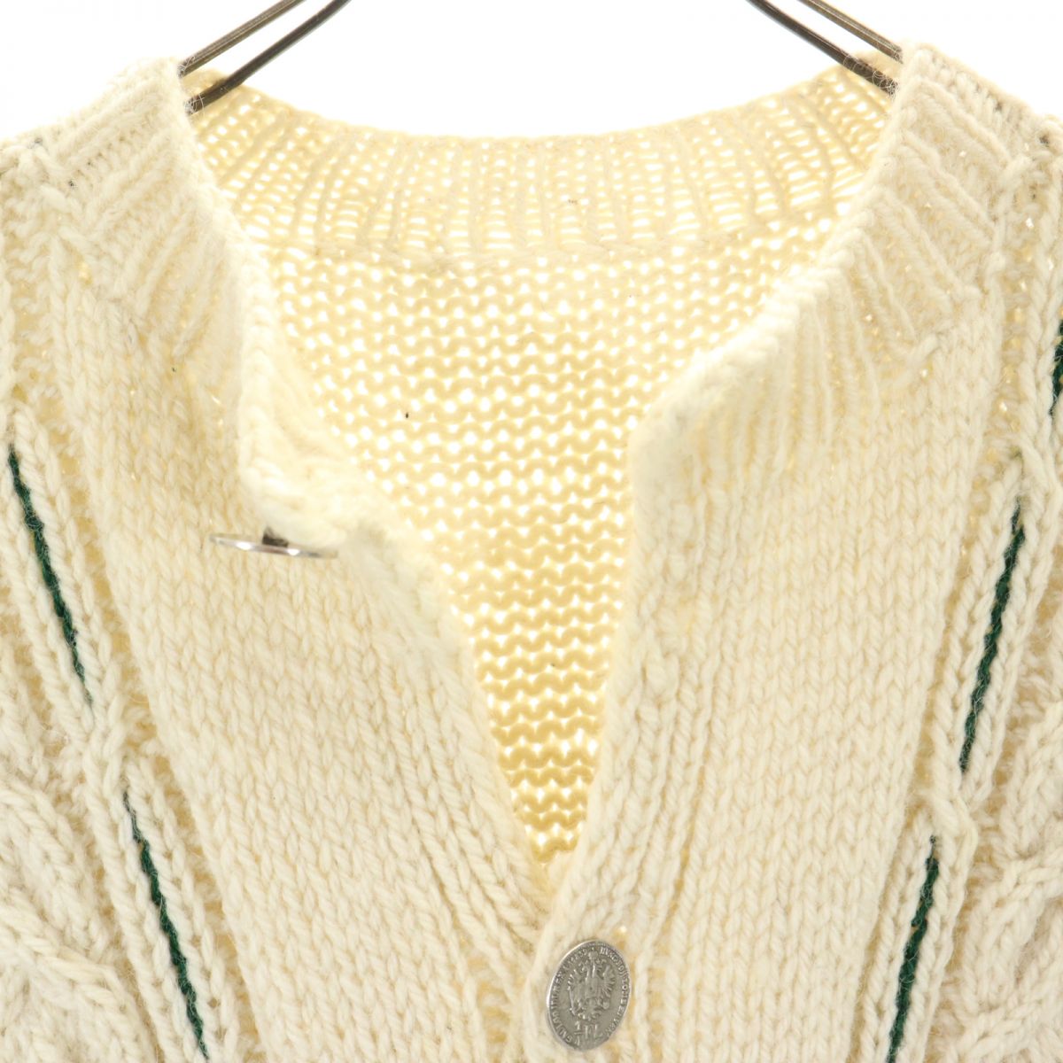 OLD オールド 80s 90s 長袖 ケーブル編み ニット カーディガン アイボリー系 メンズ