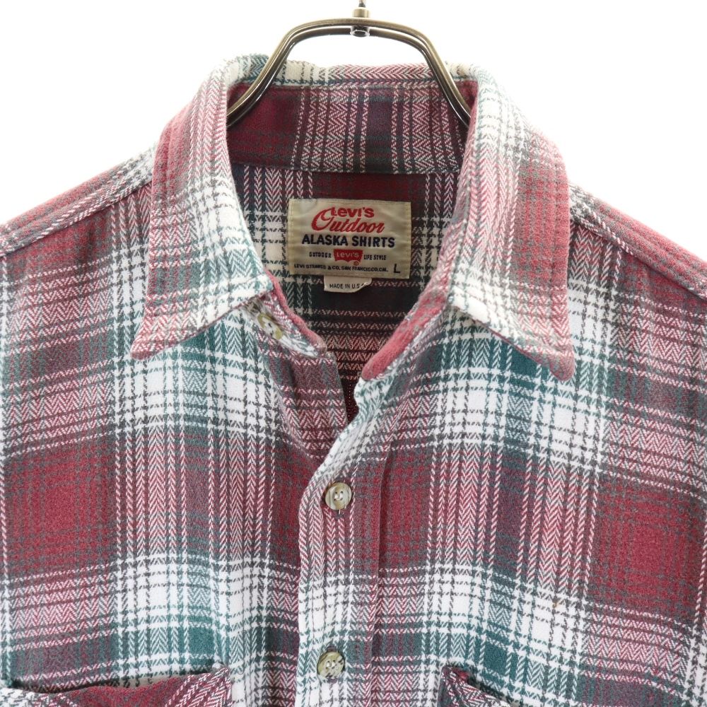 Levi's リーバイス 90s USA製 長袖 チェックシャツ L レッド系 メンズ