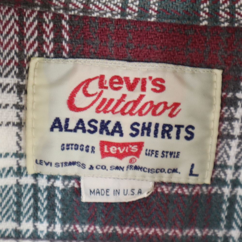 Levi's リーバイス 90s USA製 長袖 チェックシャツ L レッド系 メンズ