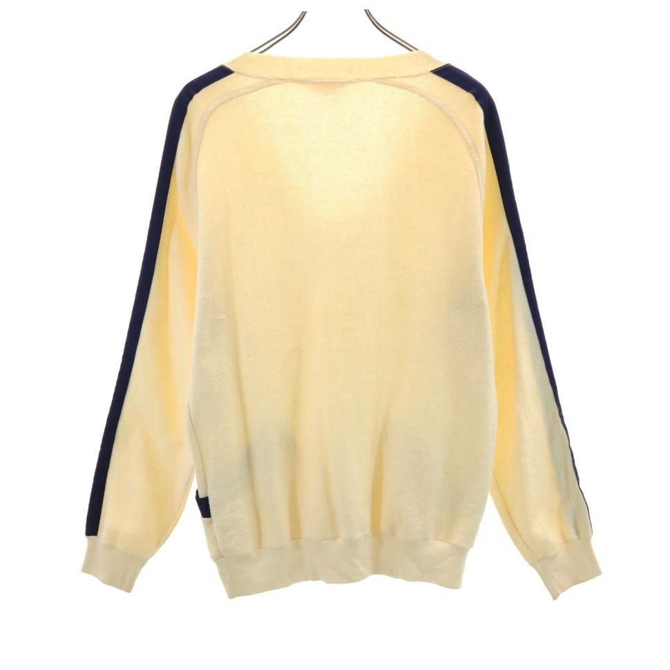 THANE 80s ヴィンテージ デザイン 長袖 Vネック トレーナー M アイボリー メンズ