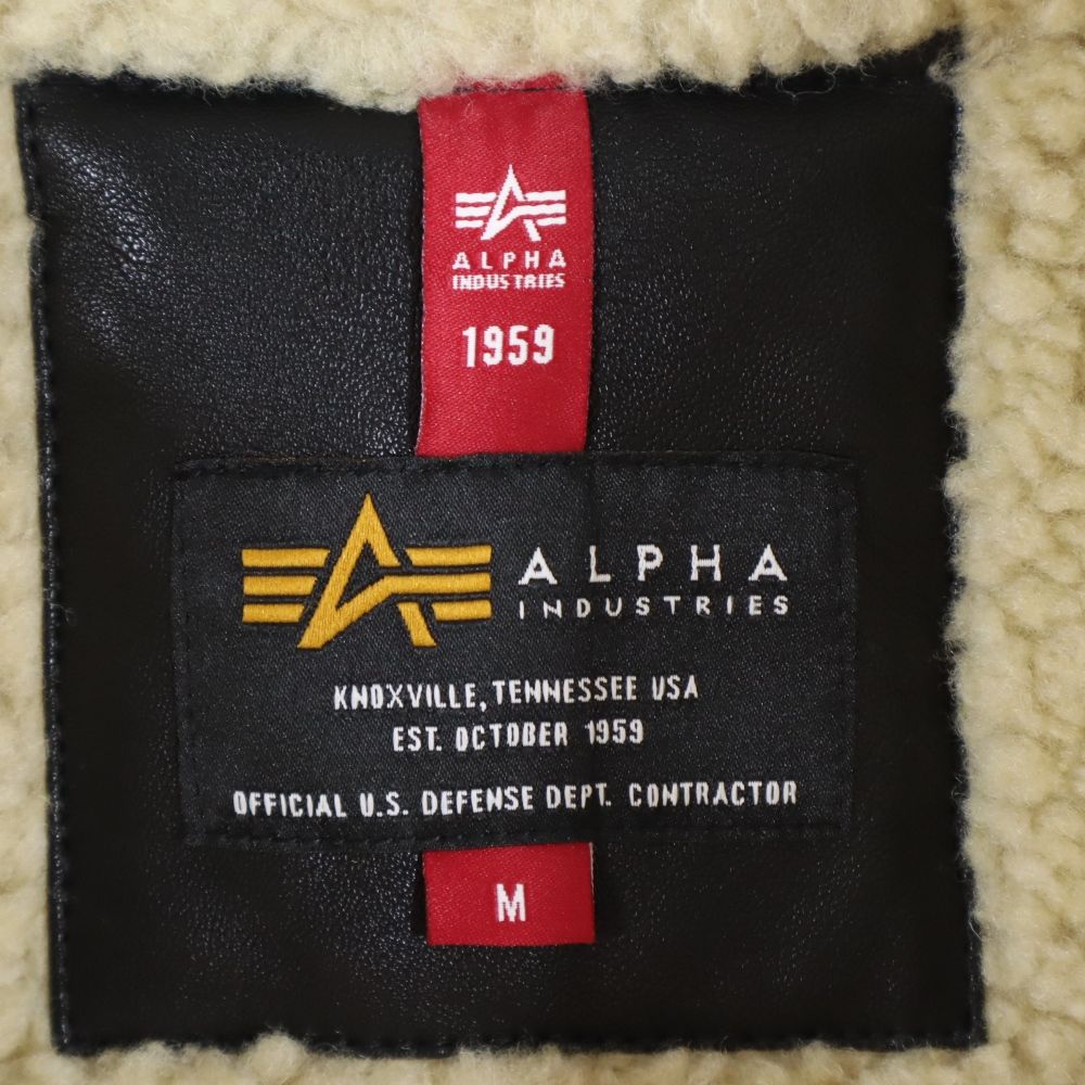 ALPHA INDUSTRIES INC アルファインダストリーズ 長袖 ボア フライトジャケット M ブラック メンズ