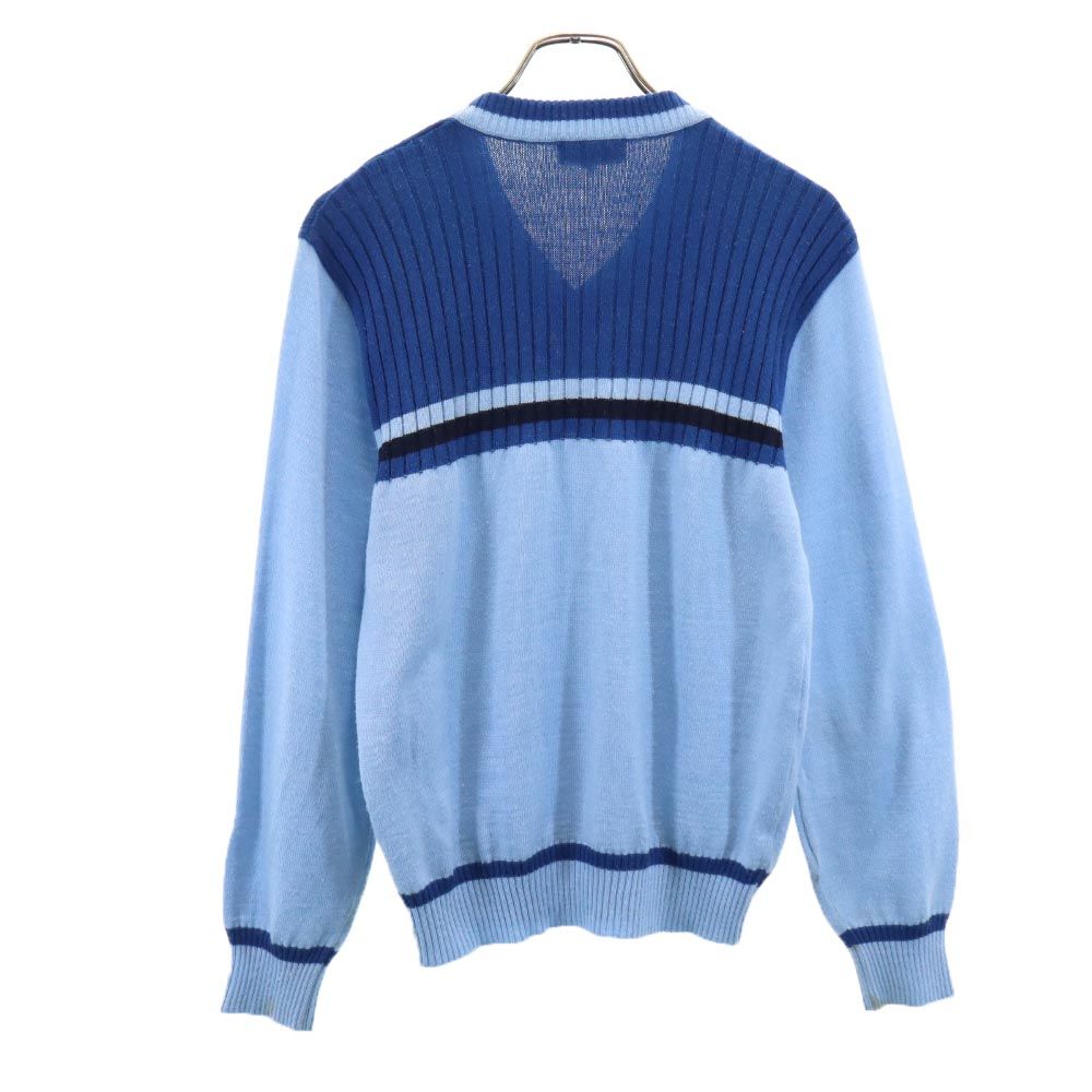 LACOSTE ラコステ ウールブレンド 長袖 Vネック セーター 3 ブルー系 ニット メンズ