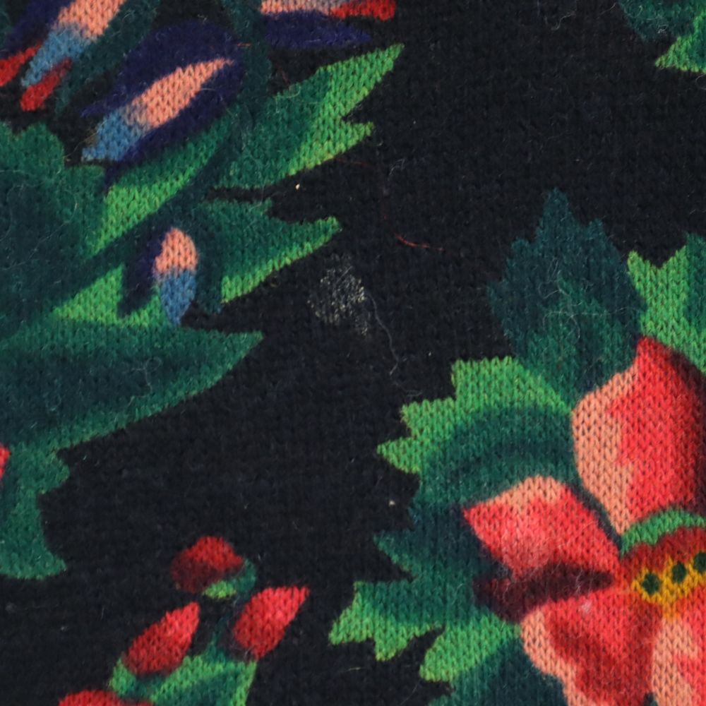 KENZO ケンゾー イタリア製 花柄 長袖 ウールブレンド セーター 2 黒系 ニット レディース