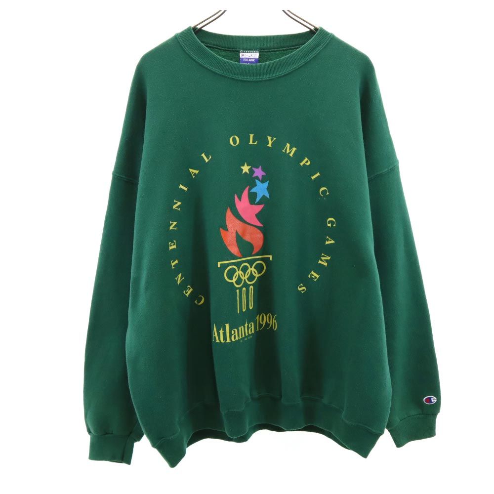 Champion チャンピオン 90s USA製 オールド オリンピック 長袖 トレーナー XXL グリーン系 スウェット 裏起毛 ビッグサイズ メンズ