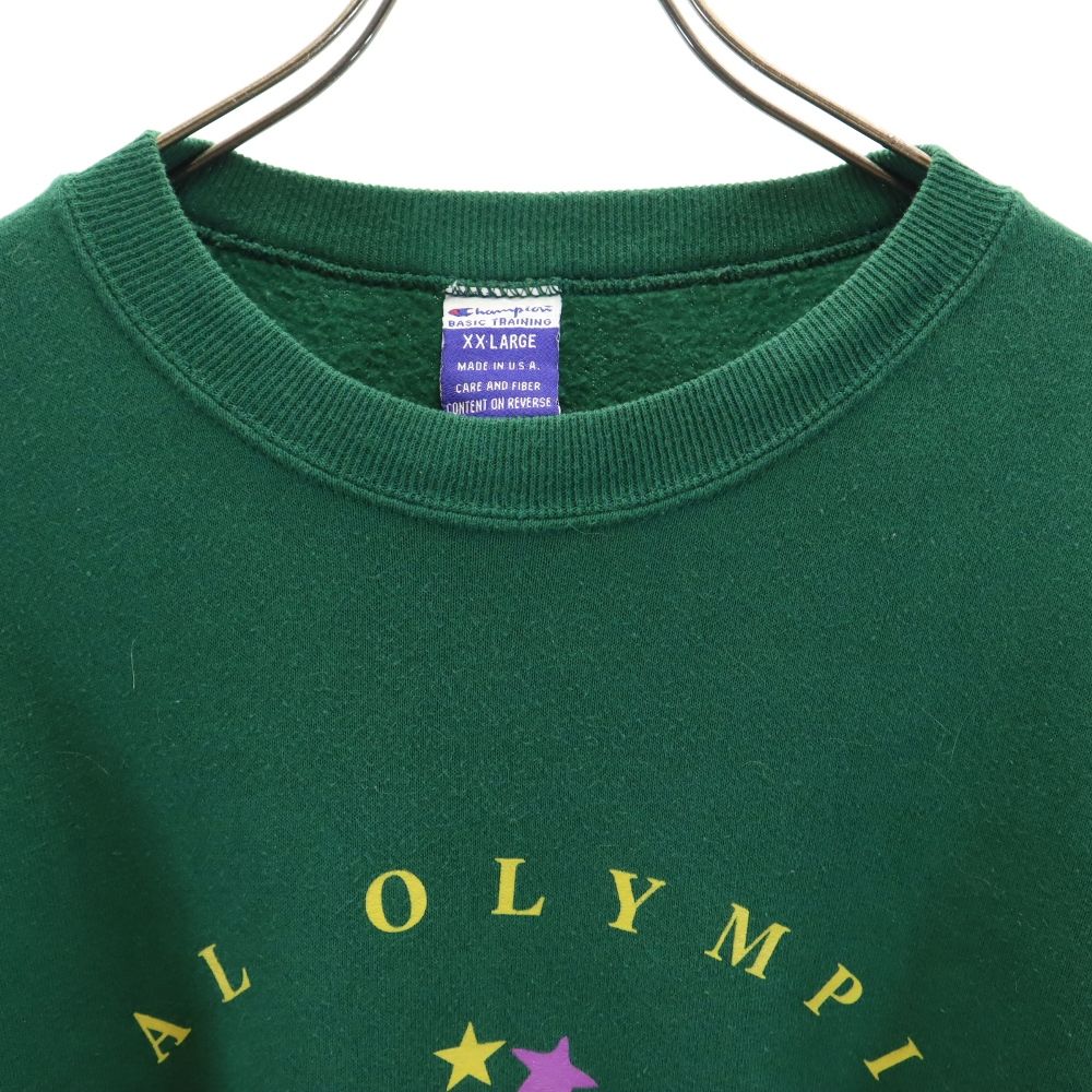 Champion チャンピオン 90s USA製 オールド オリンピック 長袖 トレーナー XXL グリーン系 スウェット 裏起毛 ビッグサイズ メンズ