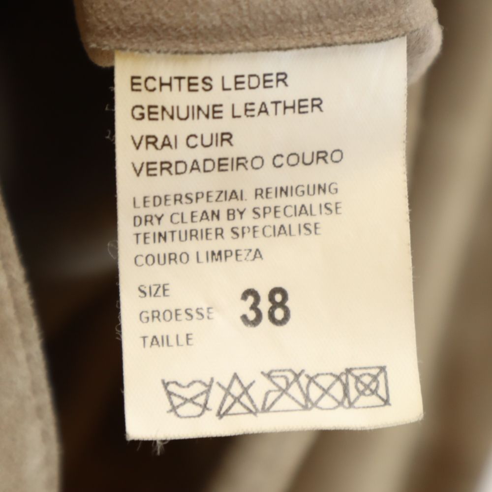 Pielini 本革 スエード レザージャケット 38 ベージュ レディース