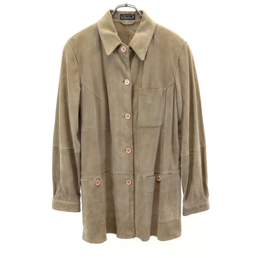 Pielini 本革 スエード レザージャケット 38 ベージュ レディース