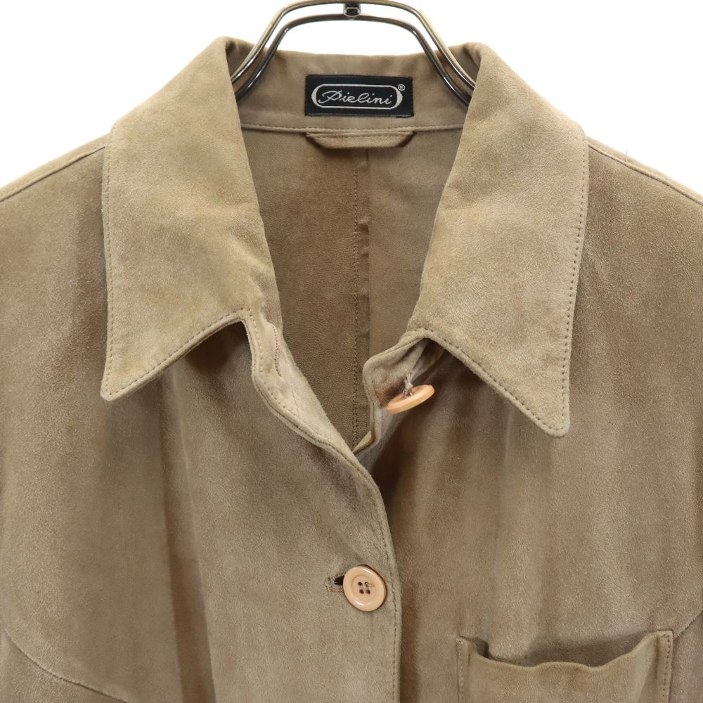 Pielini 本革 スエード レザージャケット 38 ベージュ レディース
