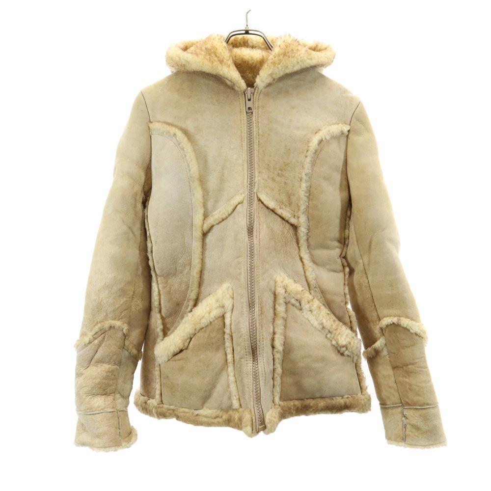 Wilsowo 70s 80s ヴィンテージ 本革 ムートン レザージャケット ベージュ ボア メンズ