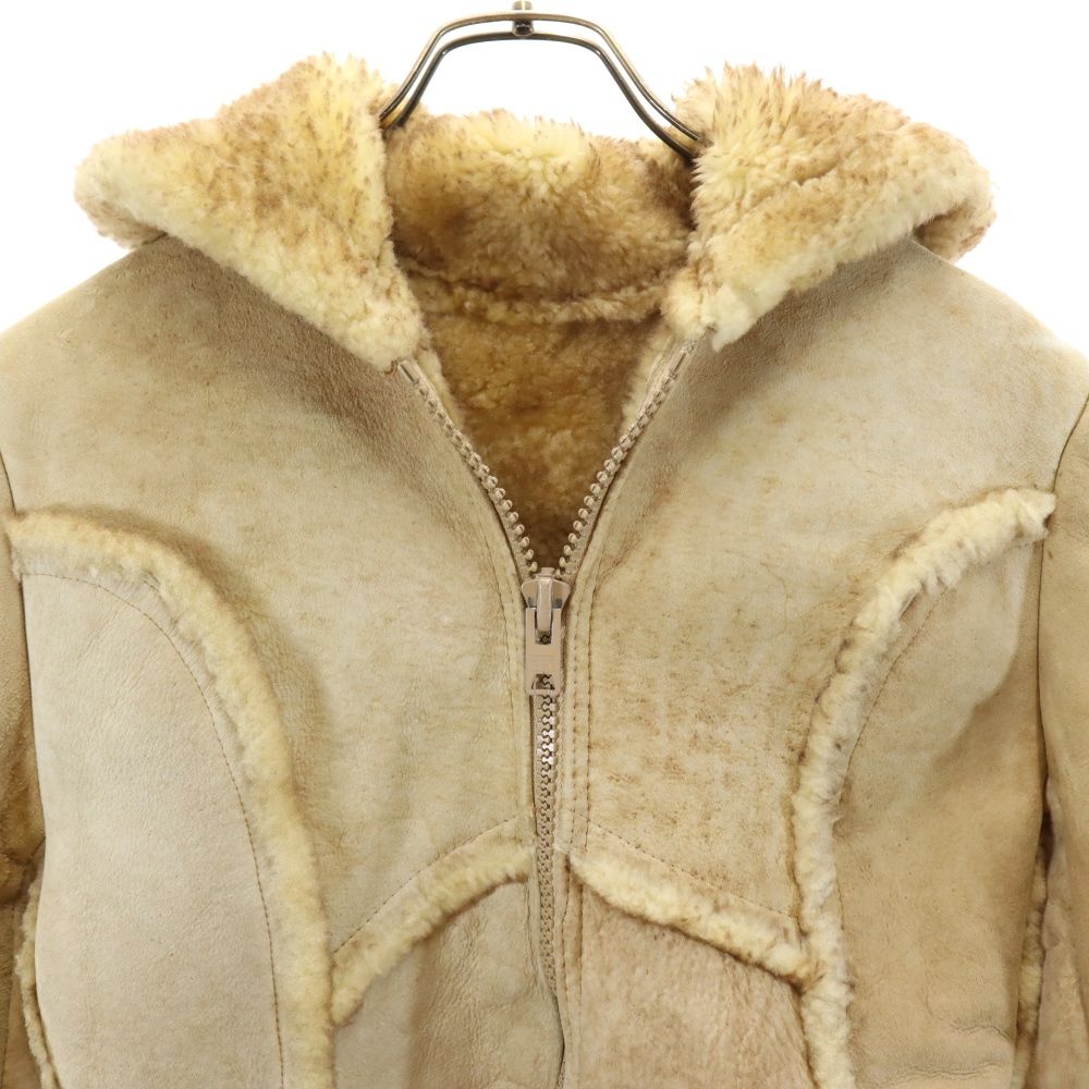 Wilsowo 70s 80s ヴィンテージ 本革 ムートン レザージャケット ベージュ ボア メンズ