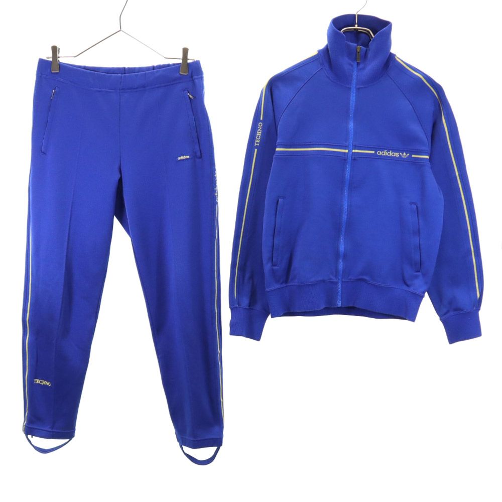 adidas アディダス 80s ヴィンテージ デサント製 トレーニング ジャージジャケット 上下 セットアップ M ネイビー系 スポーツ メンズ