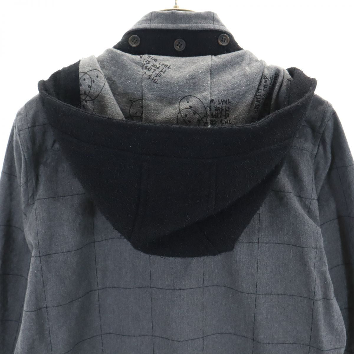 SHAREEF シャリーフ 日本製 チェック柄 ステンカラーコート 2 グレー メンズ