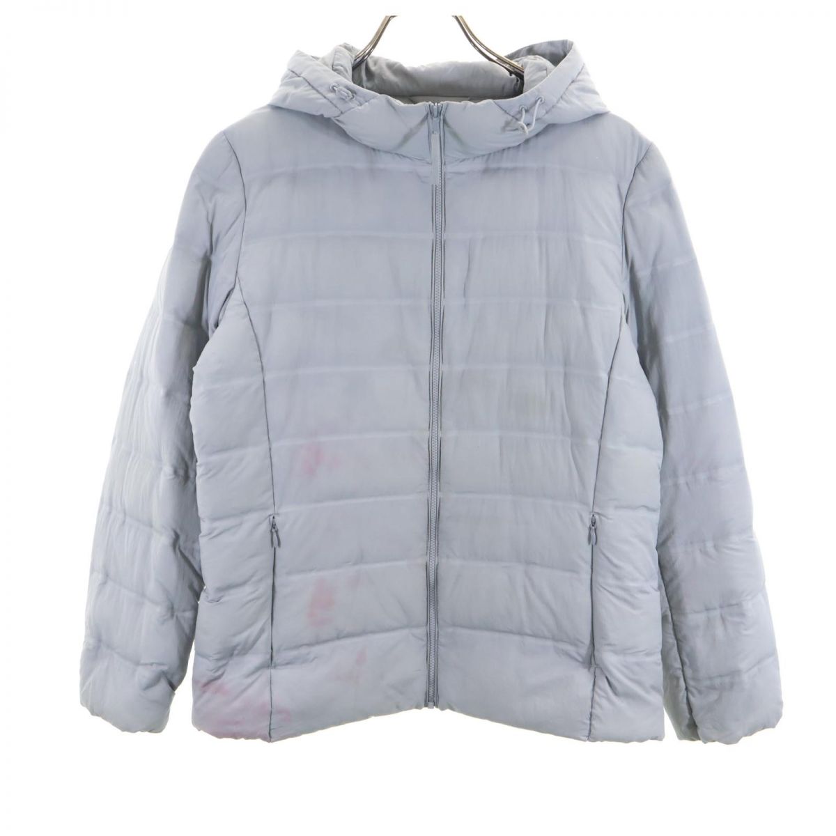 UNIQLO ユニクロ シームレス ウルトラライトダウンジャケット L グレー フード レディース