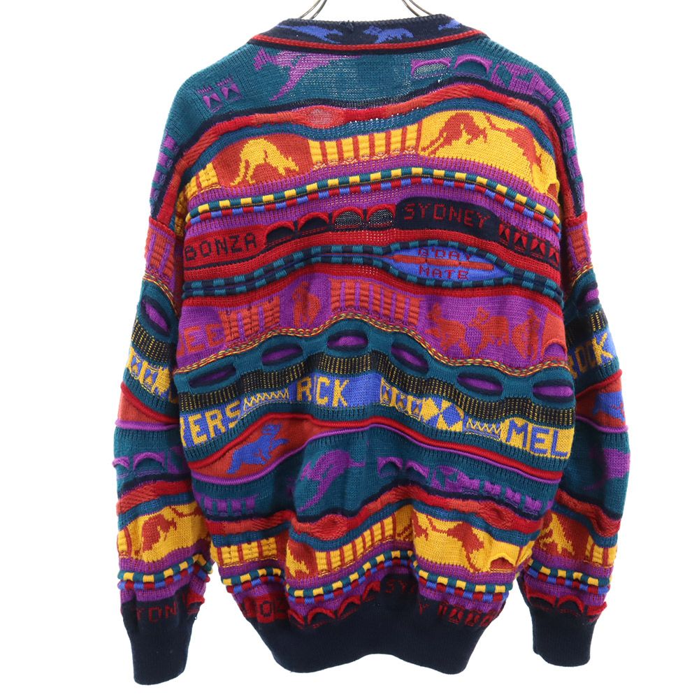 HYSPORT 90s ウール オールド 3Dニット 総柄 長袖 ニット カーディガン 12 メンズ