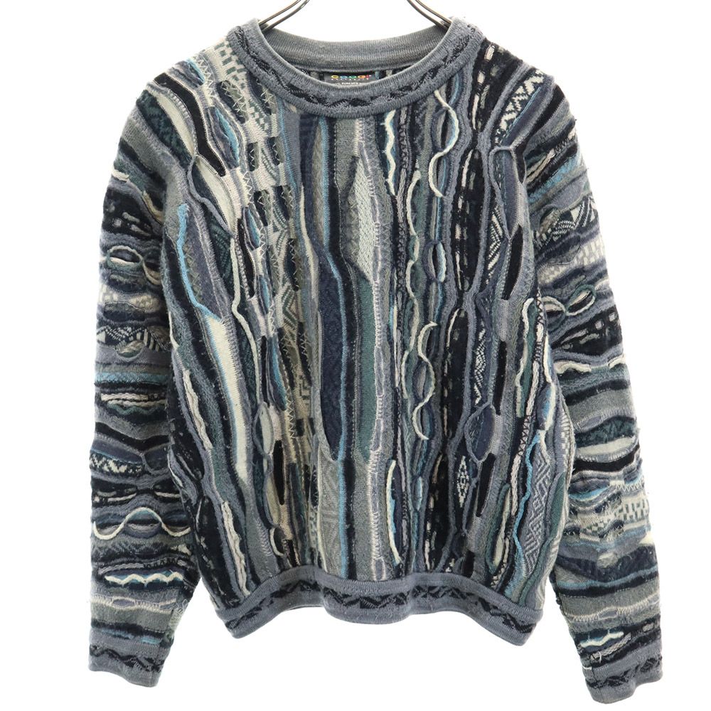 COOGI クージー 90s ウール オールド 3Dニット 総柄 長袖 ニット セーター SS グレー系 メンズ