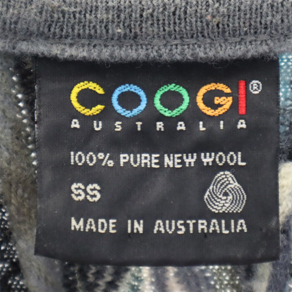 COOGI クージー 90s ウール オールド 3Dニット 総柄 長袖 ニット セーター SS グレー系 メンズ