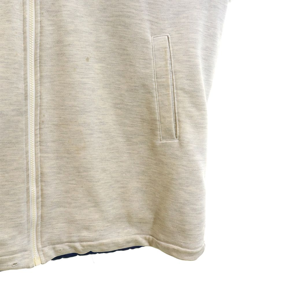 adidas アディダス 80s デサント製 ADS-8704 ヴィンテージ バック プリント トレフォイルロゴ スウェット 中綿ジャケット M-L グレー系 ボア フード メンズ