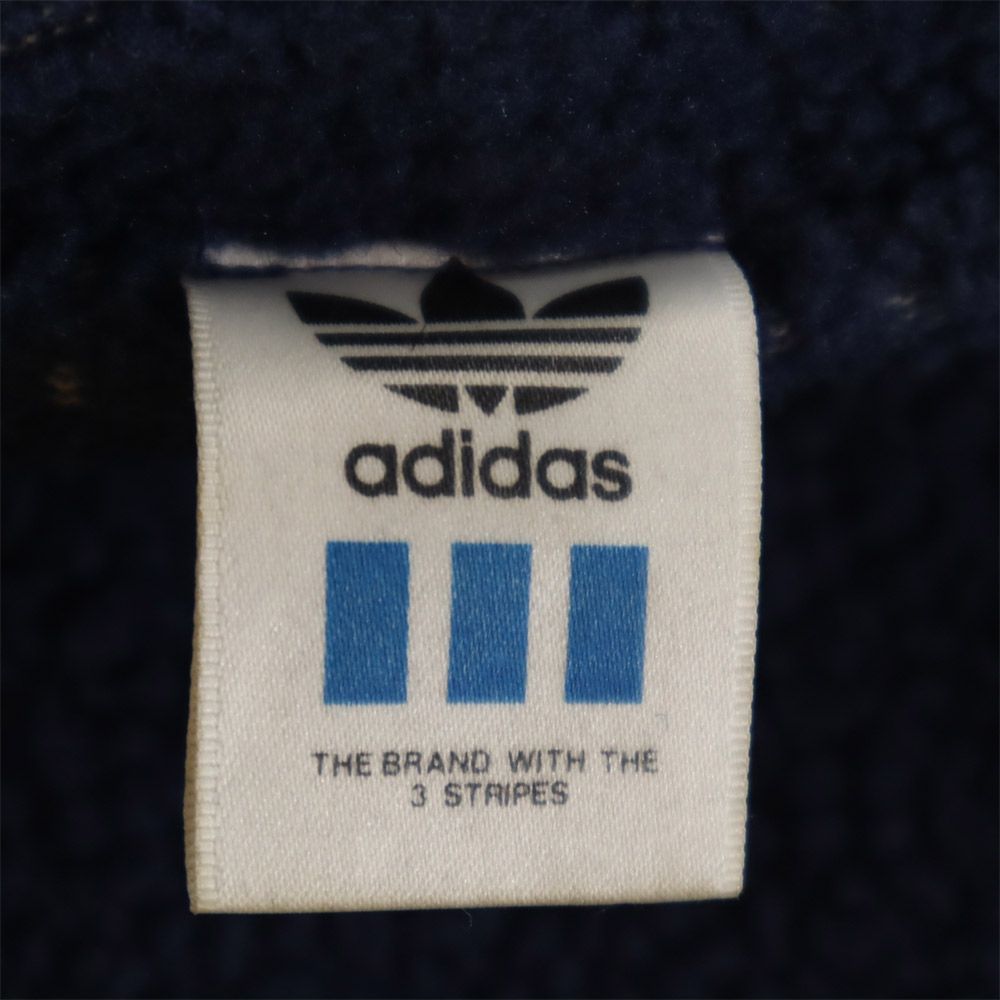 adidas アディダス 80s デサント製 ADS-8704 ヴィンテージ バック プリント トレフォイルロゴ スウェット 中綿ジャケット M-L グレー系 ボア フード メンズ